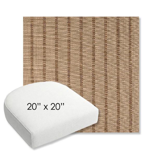 Picture of Unwind Driftwood | 20" x 20" Bullnose Contoured Rounded Back Wicker Chair Cushion - Sunbrella© Fabric
