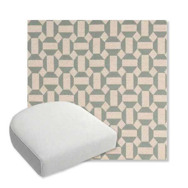 Picture of Assemble Mist | Bullnose Contoured Wicker Chair Cushion - Sunbrella© Fabric