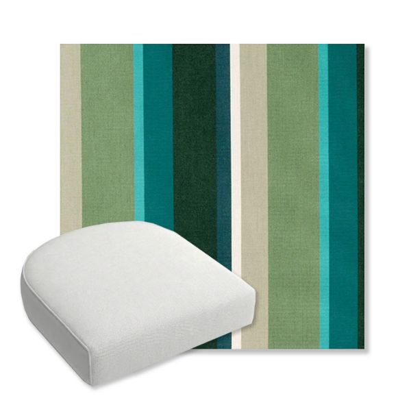 Picture of Beaming Lagoon | Bullnose Contoured Wicker Chair Cushion - Sunbrella© Fabric