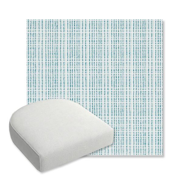 Picture of Benson Lagoon | Bullnose Contoured Wicker Chair Cushion - Sunbrella© Fabric