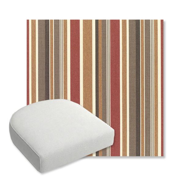 Picture of Brannon Redwood | Bullnose Contoured Wicker Chair Cushion - Sunbrella© Fabric
