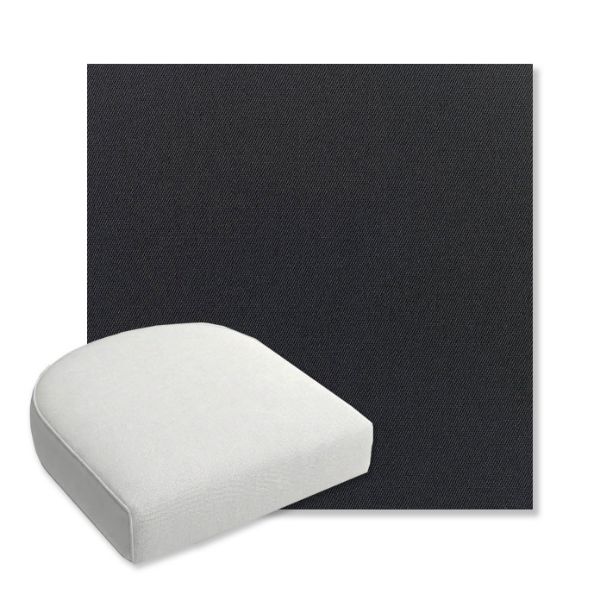 Picture of Canvas Raven Black | Bullnose Contoured Wicker Chair Cushion - Sunbrella© Fabric