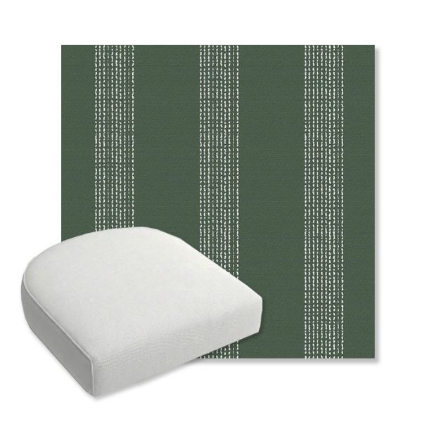 Picture of Caper Moss | Bullnose Contoured Wicker Chair Cushion - Sunbrella© Fabric
