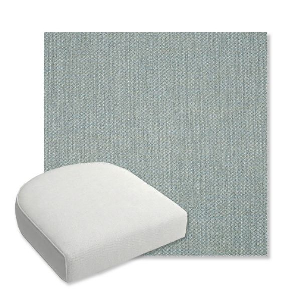 Picture of Cast Mist | Bullnose Contoured Wicker Chair Cushion - Sunbrella© Fabric