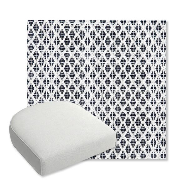 Picture of Detail Navy | Bullnose Contoured Wicker Chair Cushion - Sunbrella© Fabric