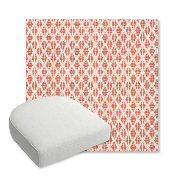 Picture of Detail Persimmon | Bullnose Contoured Wicker Chair Cushion - Sunbrella© Fabric