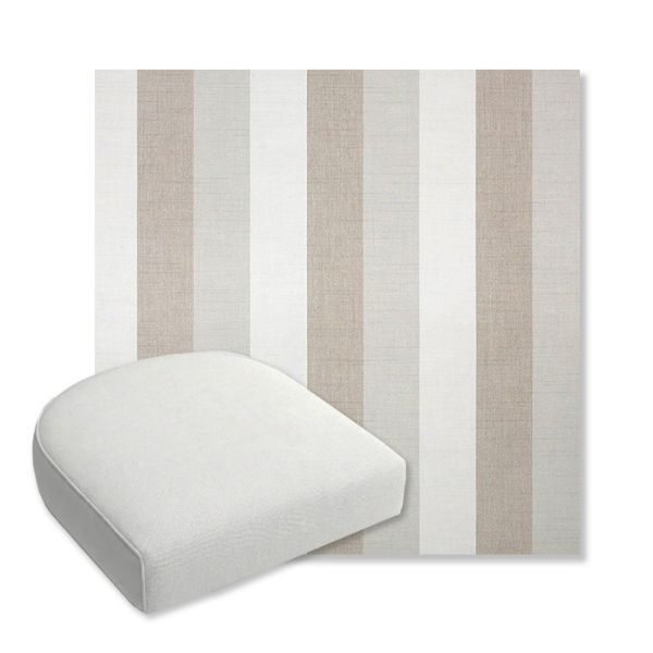 Picture of Direction Linen | Bullnose Contoured Wicker Chair Cushion - Sunbrella© Fabric