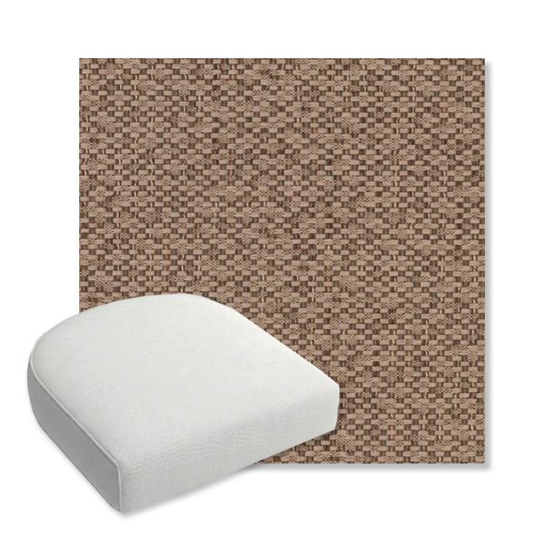 Picture of Dumont Taupe | Bullnose Contoured Wicker Chair Cushion - Sunbrella© Fabric