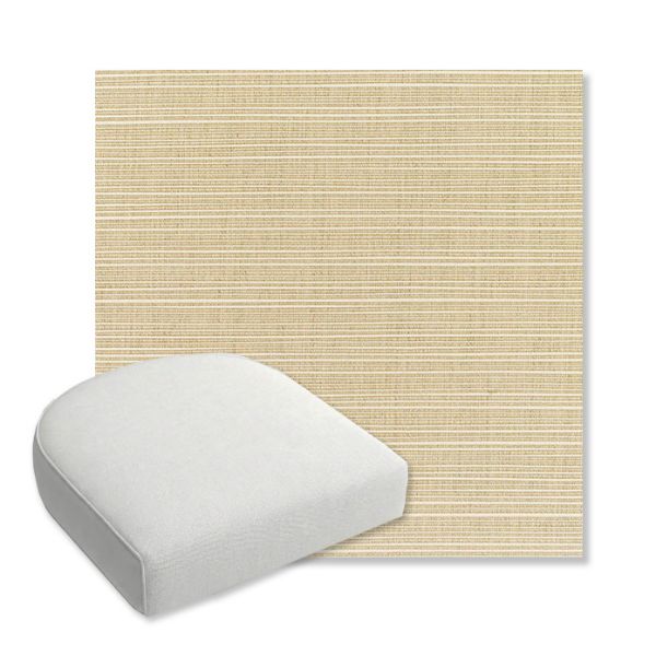 Picture of Dupione Sand | Bullnose Contoured Wicker Chair Cushion - Sunbrella© Fabric