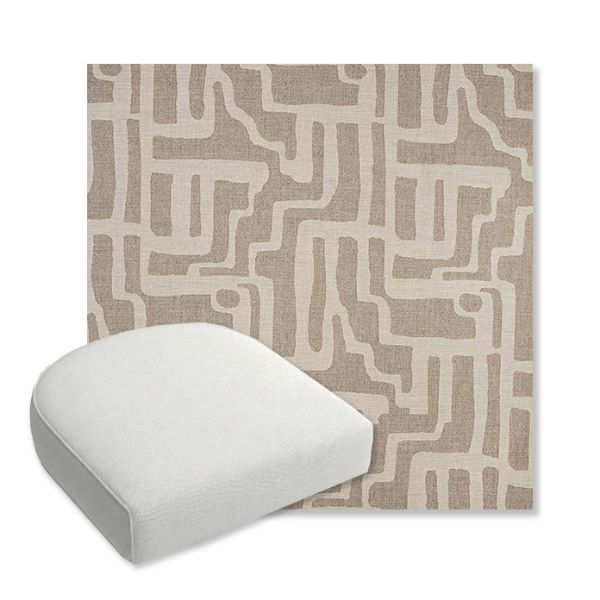 Picture of Escher Greige | Bullnose Contoured Wicker Chair Cushion - Sunbrella© Fabric