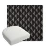 Picture of Etched Angles Char | Bullnose Contoured Wicker Chair Cushion - Sunbrella© Fabric