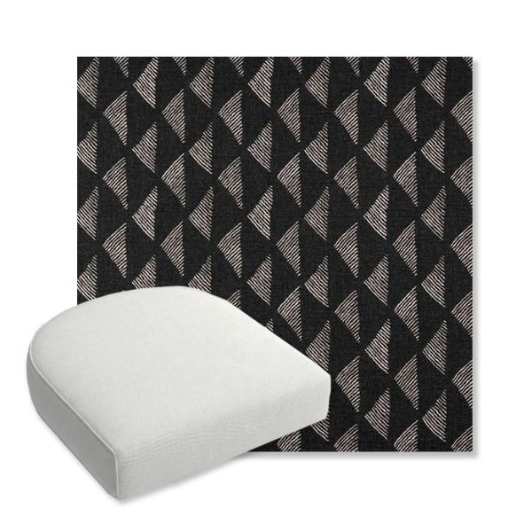 Picture of Etched Angles Char | Bullnose Contoured Wicker Chair Cushion - Sunbrella© Fabric