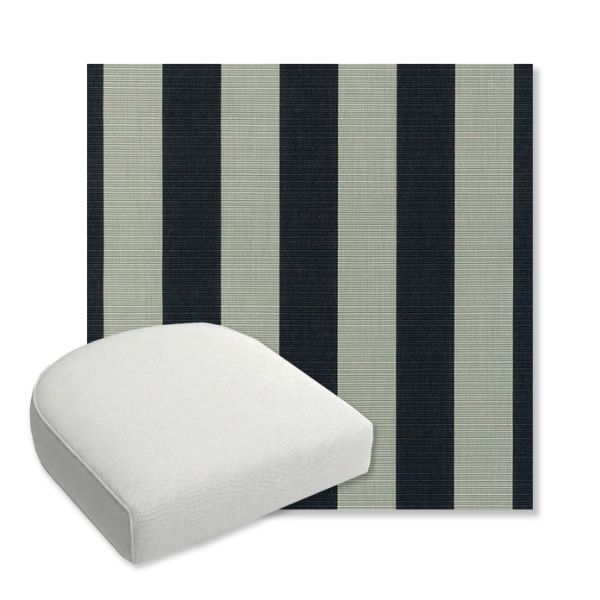Picture of Expressive Mist | Bullnose Contoured Wicker Chair Cushion - Sunbrella© Fabric