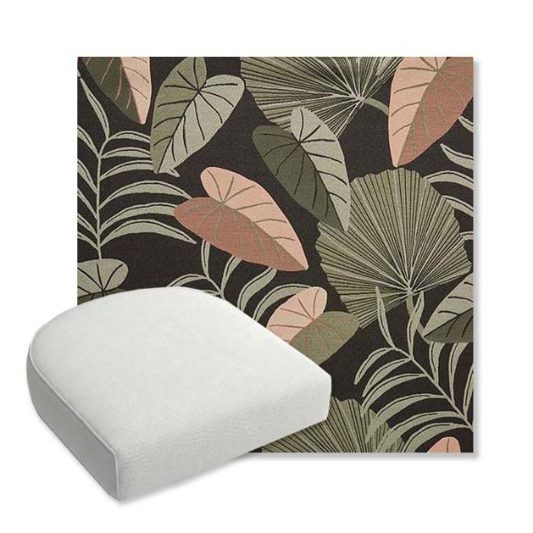Picture of Fernie Midnight Garden | Bullnose Contoured Wicker Chair Cushion - Sunbrella© Fabric