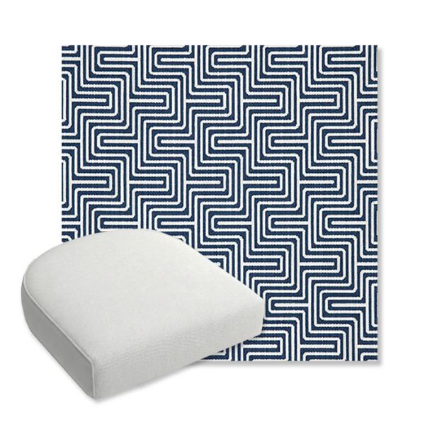 Picture of Figure Indigo | Bullnose Contoured Wicker Chair Cushion - Sunbrella© Fabric
