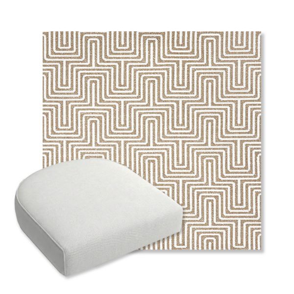 Picture of Figure Mineral | Bullnose Contoured Wicker Chair Cushion - Sunbrella© Fabric