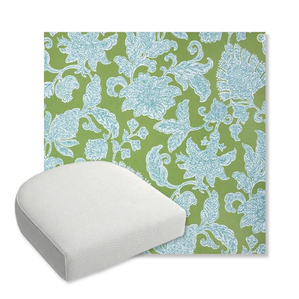 Picture of Floral Song Spring | Bullnose Contoured Wicker Chair Cushion - Sunbrella© Fabric