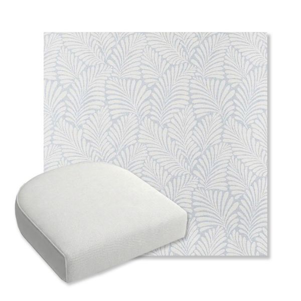 Picture of Frond Sky | Bullnose Contoured Wicker Chair Cushion - Sunbrella© Fabric