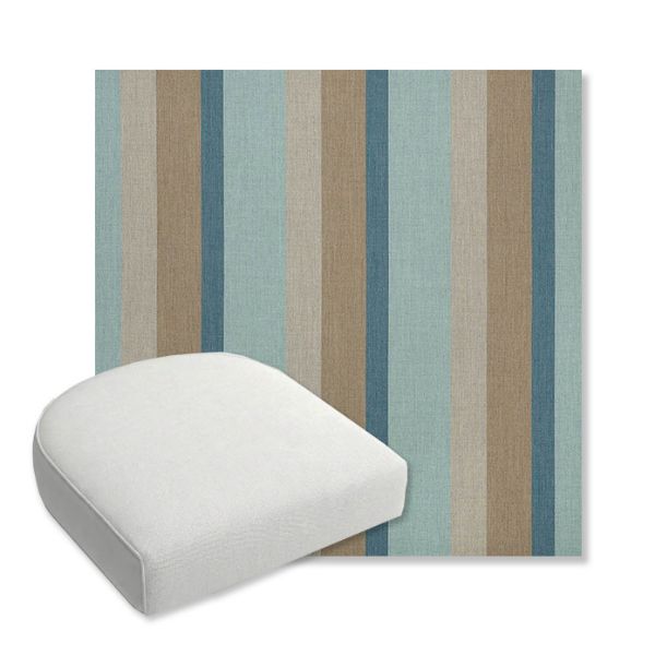 Picture of Gateway Mist | Bullnose Contoured Wicker Chair Cushion - Sunbrella© Fabric