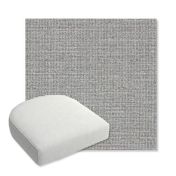 Picture of Kudos Newsprint | Bullnose Contoured Wicker Chair Cushion - Sunbrella© Fabric