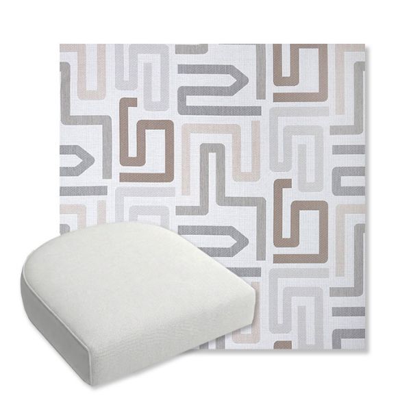 Picture of Labyrinth Cloud | Bullnose Contoured Wicker Chair Cushion - Sunbrella© Fabric