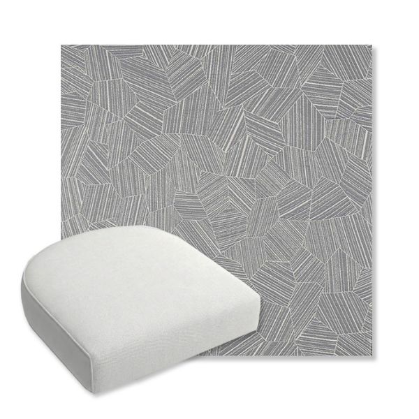 Picture of Leaf Structure Slate | Bullnose Contoured Wicker Chair Cushion - Sunbrella© Fabric