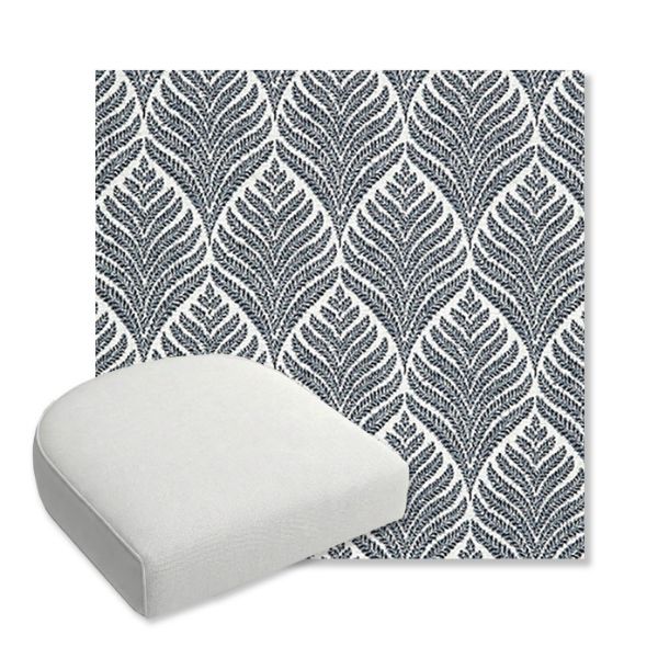 Picture of Linnaeus Indigo | Bullnose Contoured Wicker Chair Cushion - Sunbrella© Fabric