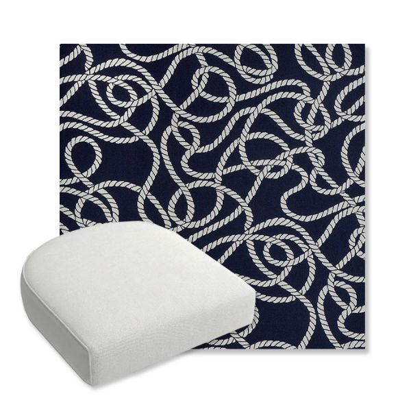 Picture of Maritime Nautical | Bullnose Contoured Wicker Chair Cushion - Sunbrella© Fabric