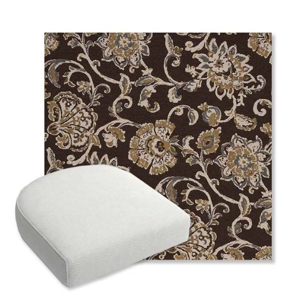 Picture of Martha Floral Garden Path | Bullnose Contoured Wicker Chair Cushion - Sunbrella© Fabric