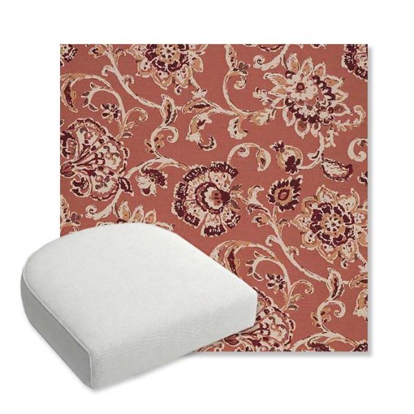 Picture of Martha Floral Rose Vine | Bullnose Contoured Wicker Chair Cushion - Sunbrella© Fabric