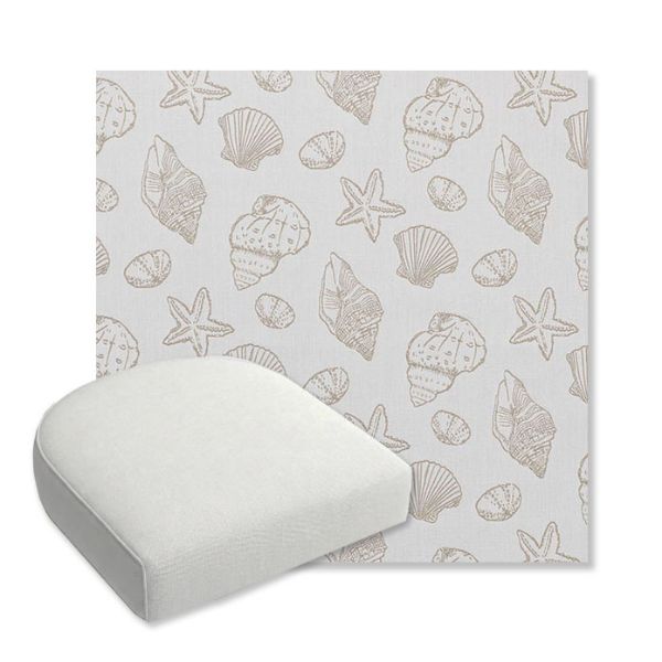 Picture of Nantucket Suntan | Bullnose Contoured Wicker Chair Cushion - Sunbrella© Fabric