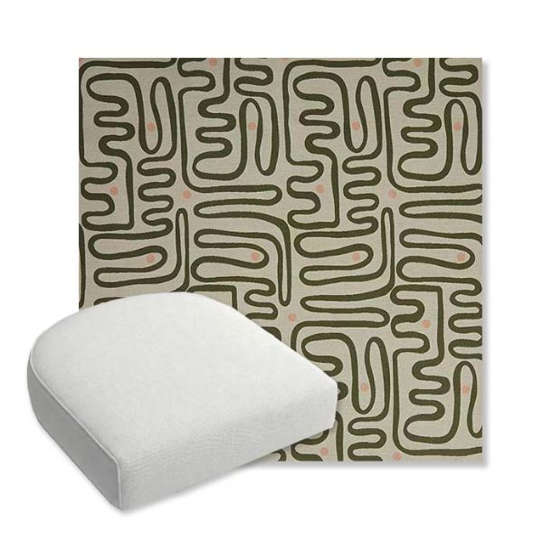 Picture of Nema Sagebrush | Bullnose Contoured Wicker Chair Cushion - Sunbrella© Fabric