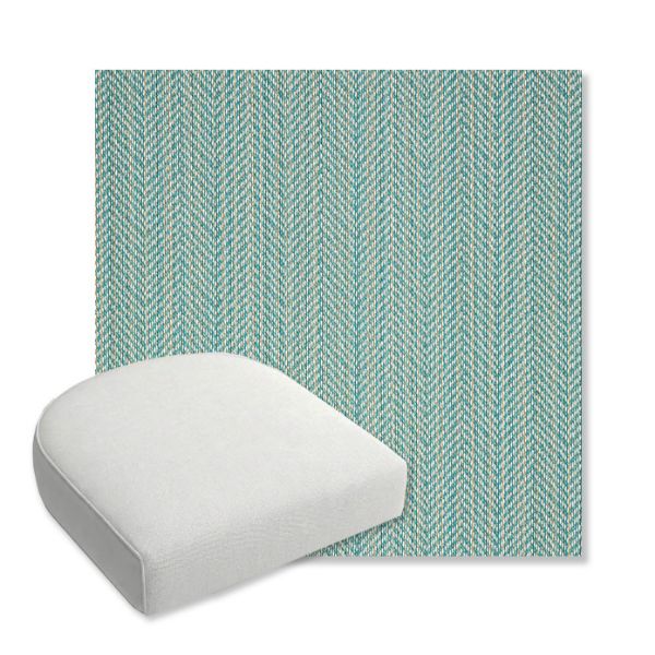 Picture of Posh Aqua | Bullnose Contoured Wicker Chair Cushion - Sunbrella© Fabric