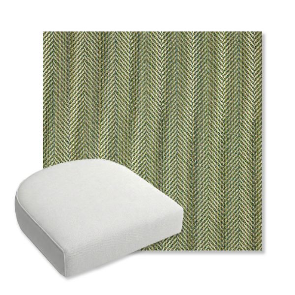Picture of Posh Shamrock | Bullnose Contoured Wicker Chair Cushion - Sunbrella© Fabric