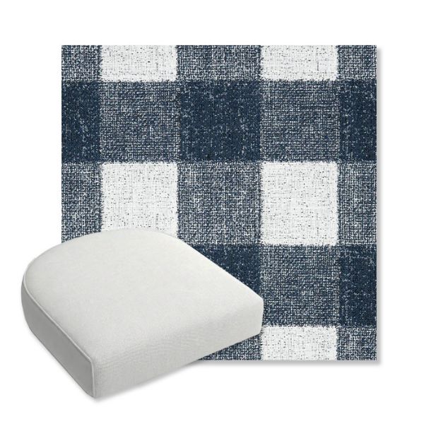 Picture of Preso Indigo | Bullnose Contoured Wicker Chair Cushion - Sunbrella© Fabric