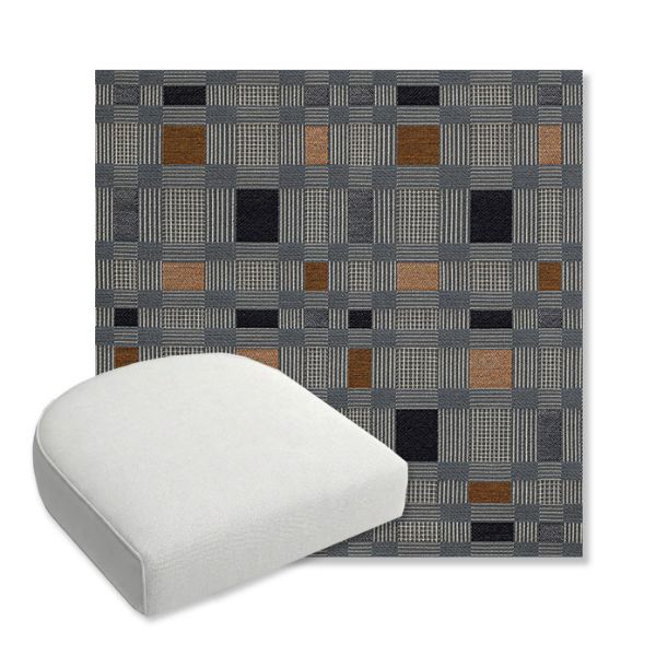 Picture of Rubix Vintage Denim | Bullnose Contoured Wicker Chair Cushion - Sunbrella© Fabric
