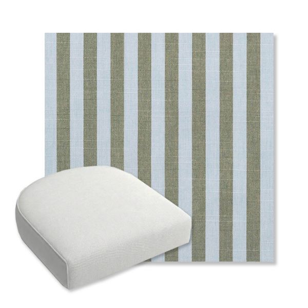 Picture of Sail Away Aloe | Bullnose Contoured Wicker Chair Cushion - Sunbrella© Fabric
