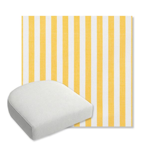 Picture of Sail Away Sunflower | Bullnose Contoured Wicker Chair Cushion - Sunbrella© Fabric