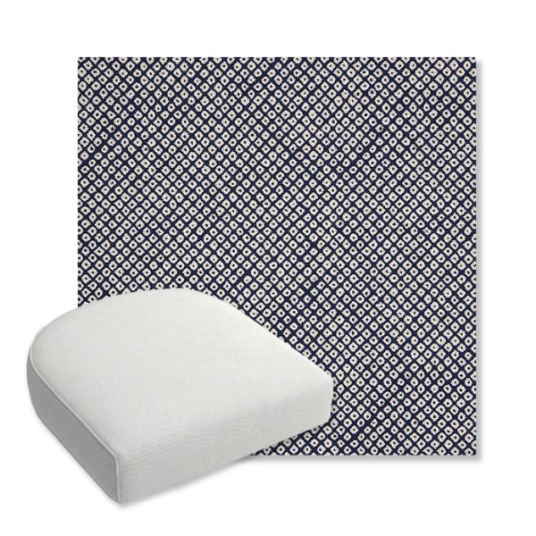 Picture of Shibori Indigo | Bullnose Contoured Wicker Chair Cushion - Sunbrella© Fabric