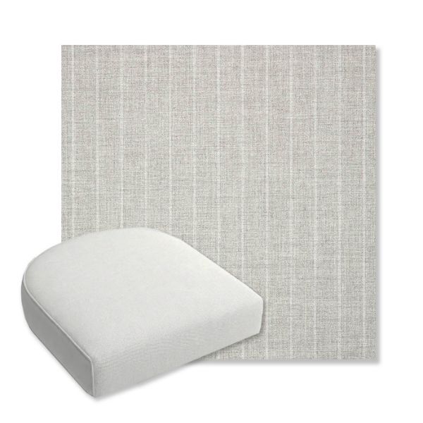 Picture of Ticking Fog | Bullnose Contoured Wicker Chair Cushion - Sunbrella© Fabric
