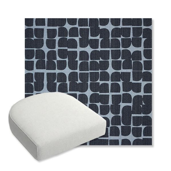 Picture of Toggle Blueprint | Bullnose Contoured Wicker Chair Cushion - Sunbrella© Fabric