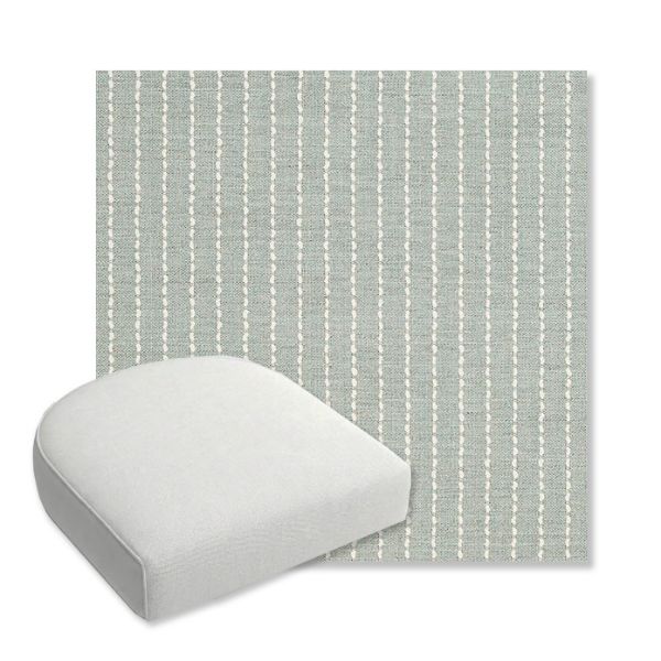 Picture of Trail Sky | Bullnose Contoured Wicker Chair Cushion - Sunbrella© Fabric