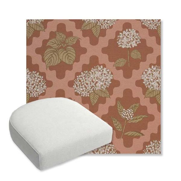 Picture of Trellis Primrose | Bullnose Contoured Wicker Chair Cushion - Sunbrella© Fabric