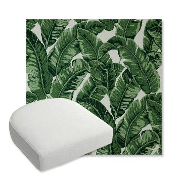 Picture of Tropics Jungle | Bullnose Contoured Wicker Chair Cushion - Sunbrella© Fabric