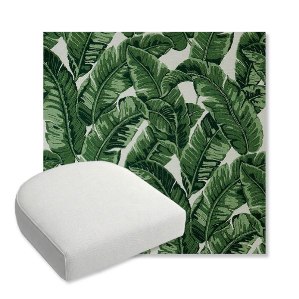 Picture of Tropics Jungle | Bullnose Contoured Wicker Chair Cushion - Sunbrella© Fabric