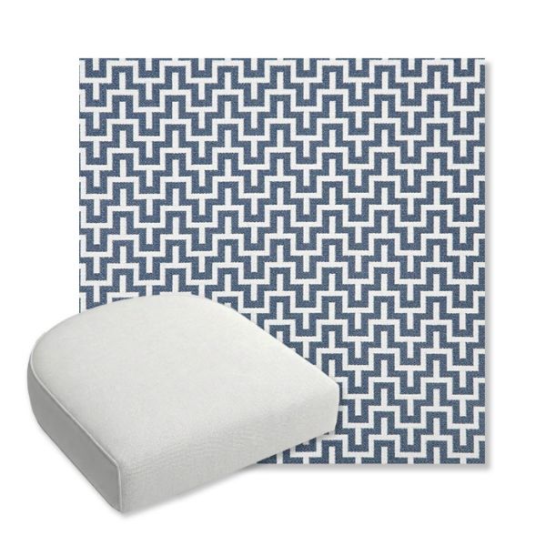 Picture of Underline Denim | Bullnose Contoured Wicker Chair Cushion - Sunbrella© Fabric