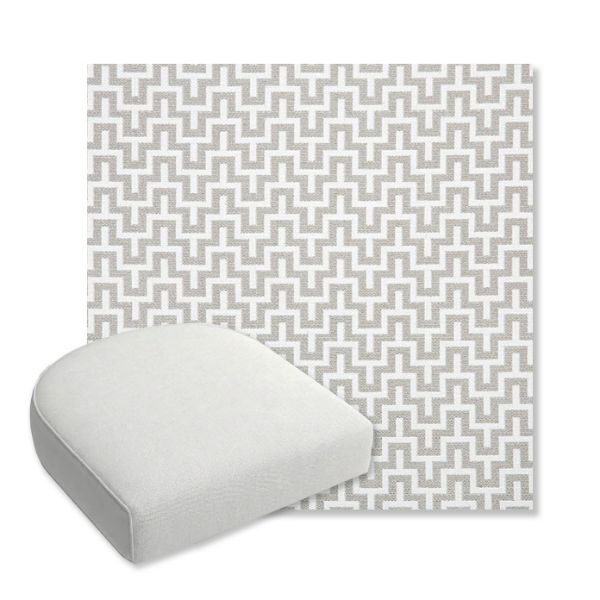 Picture of Underline Dove | Bullnose Contoured Wicker Chair Cushion - Sunbrella© Fabric