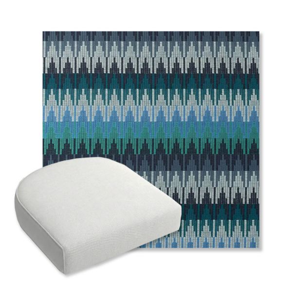 Picture of Valley Lagoon | Bullnose Contoured Wicker Chair Cushion - Sunbrella© Fabric