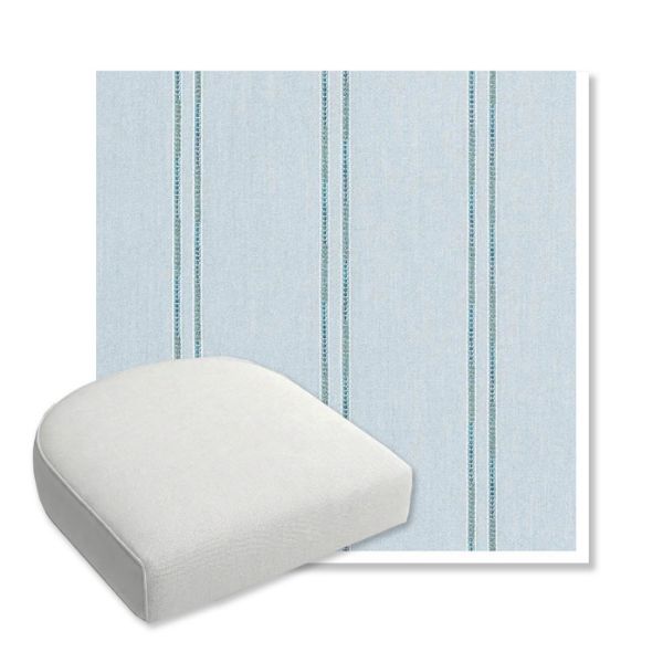 Picture of Wayward Sky | Bullnose Contoured Wicker Chair Cushion - Sunbrella© Fabric