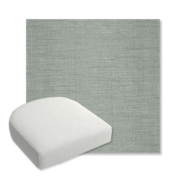 Picture of Willa Mist | Bullnose Contoured Wicker Chair Cushion - Sunbrella© Fabric